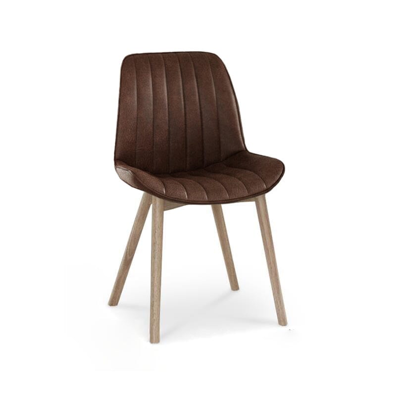 Bella Saddle Brown Dining Chair - Set of 2 - Whitewash Oak Legs - Laura James