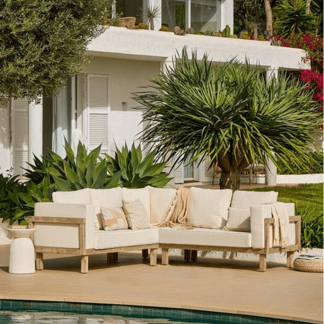 Akira 6 Seater Wooden Garden Corner Sofa