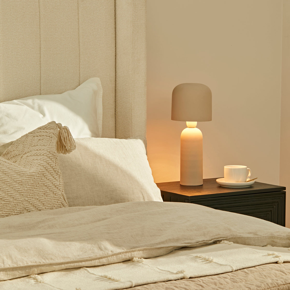 Elborough 50x50cm Diamond Cotton Tasseled Cushion Cover - Off White