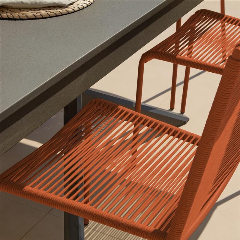 Amelia 6 Seater Dove Grey Concrete Garden Dining Set with Ryder Burnt Orange Chairs - Laura James