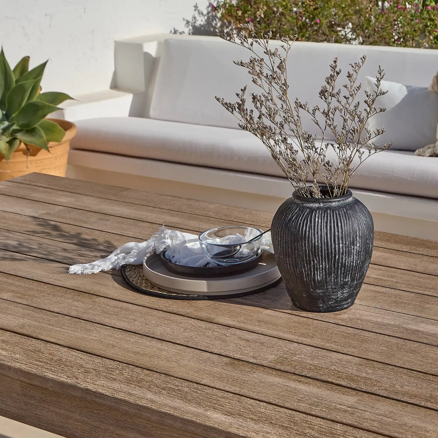 Amelia White Acacia Rectangular Dining Table with Metal Legs -Laura James