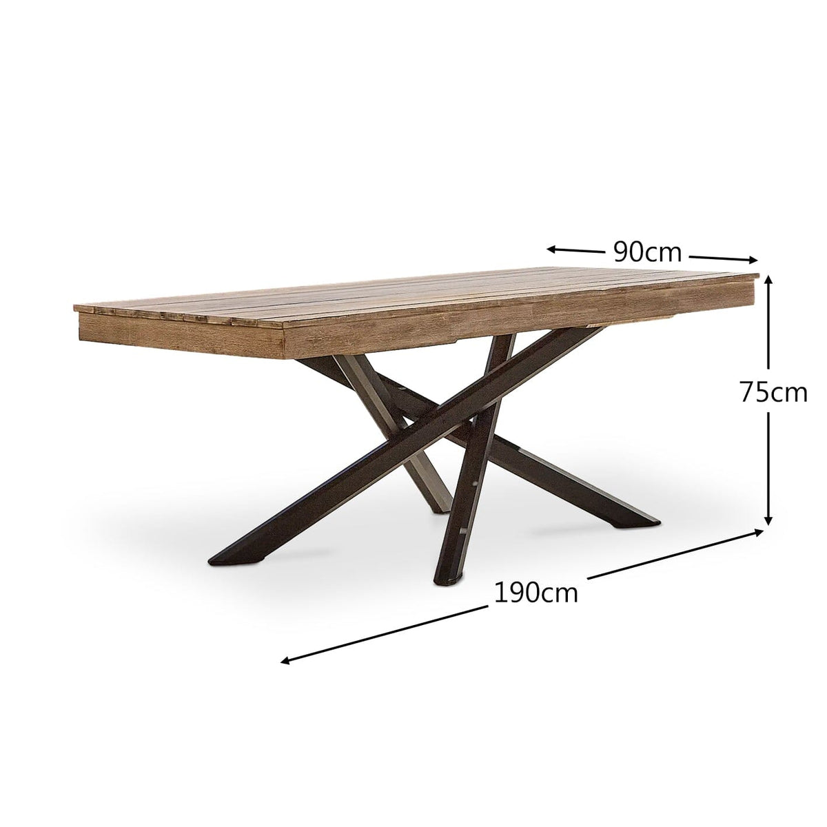 Amelia Whitewash Rectangular Dining Table with Metal Legs - Laura James