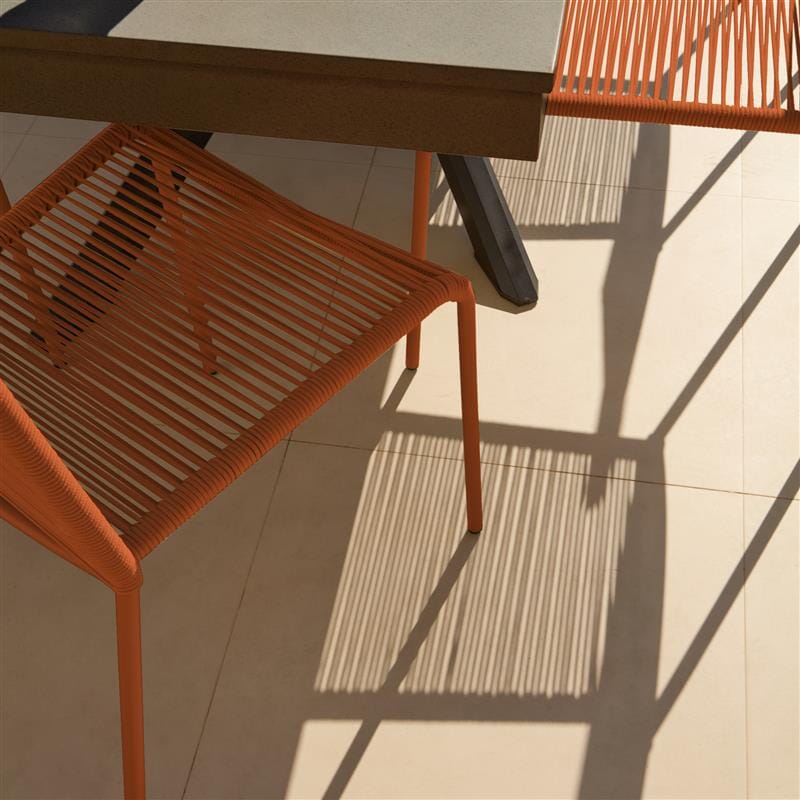 Amelia 6 Seater Dove Grey Concrete Garden Dining Set with Ryder Burnt Orange Chairs - Laura James