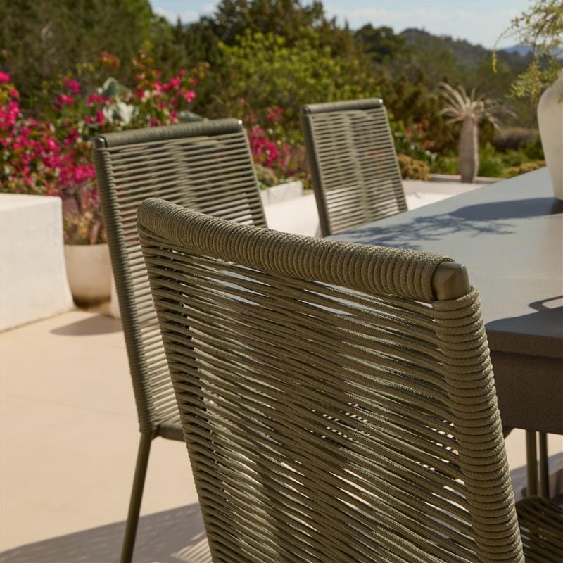Amelia 6 Seater Dove Grey Concrete Garden Dining Set with Ryder Khaki Chairs - Laura James