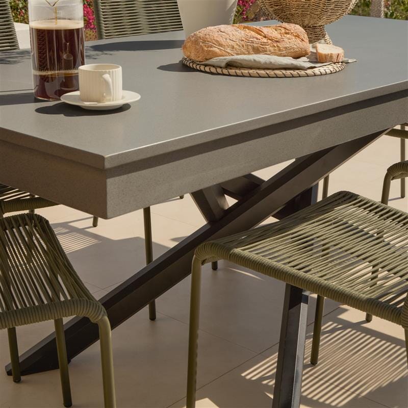 Amelia 6 Seater Dove Grey Concrete Garden Dining Set with Ryder Khaki Chairs - Laura James