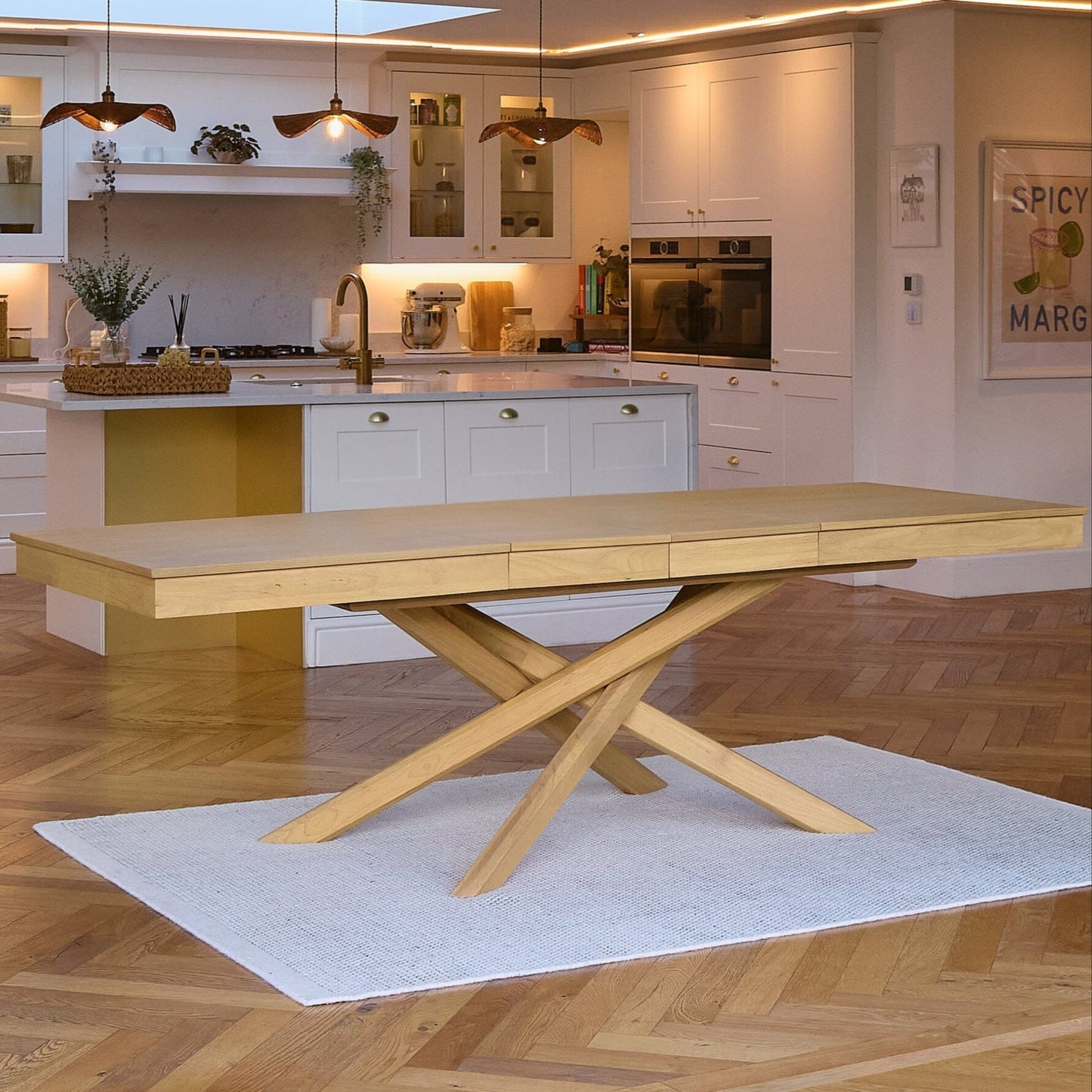 Amelia Pale Oak Wood Dining Table - Extendable - Laura James