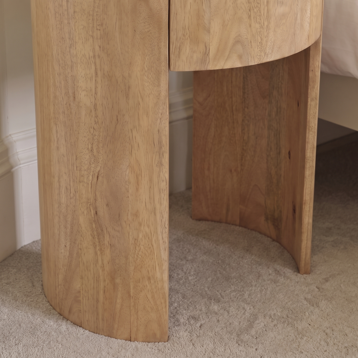 Asha 60cm 1 Drawer Bedside Table - Almond Brown Mango Wood