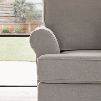 Annabelle corner sofa with chaise Cloud Grey with Pale Oak Legs - Laura James