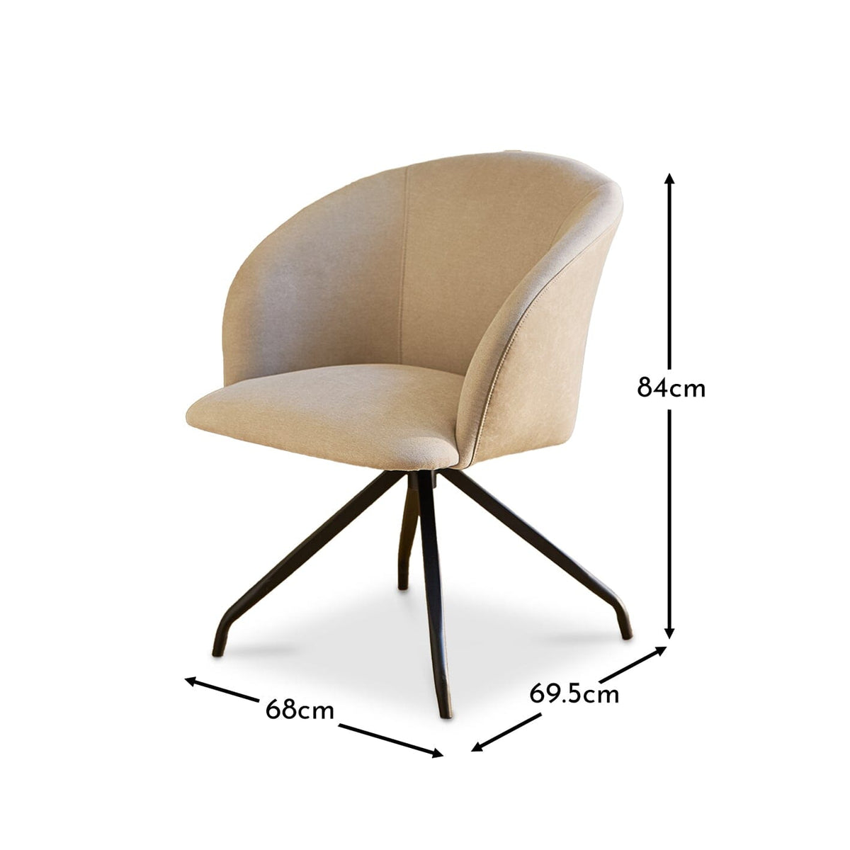 Archer Office Swivel Chair - Soft Beige with Black legs - Laura James