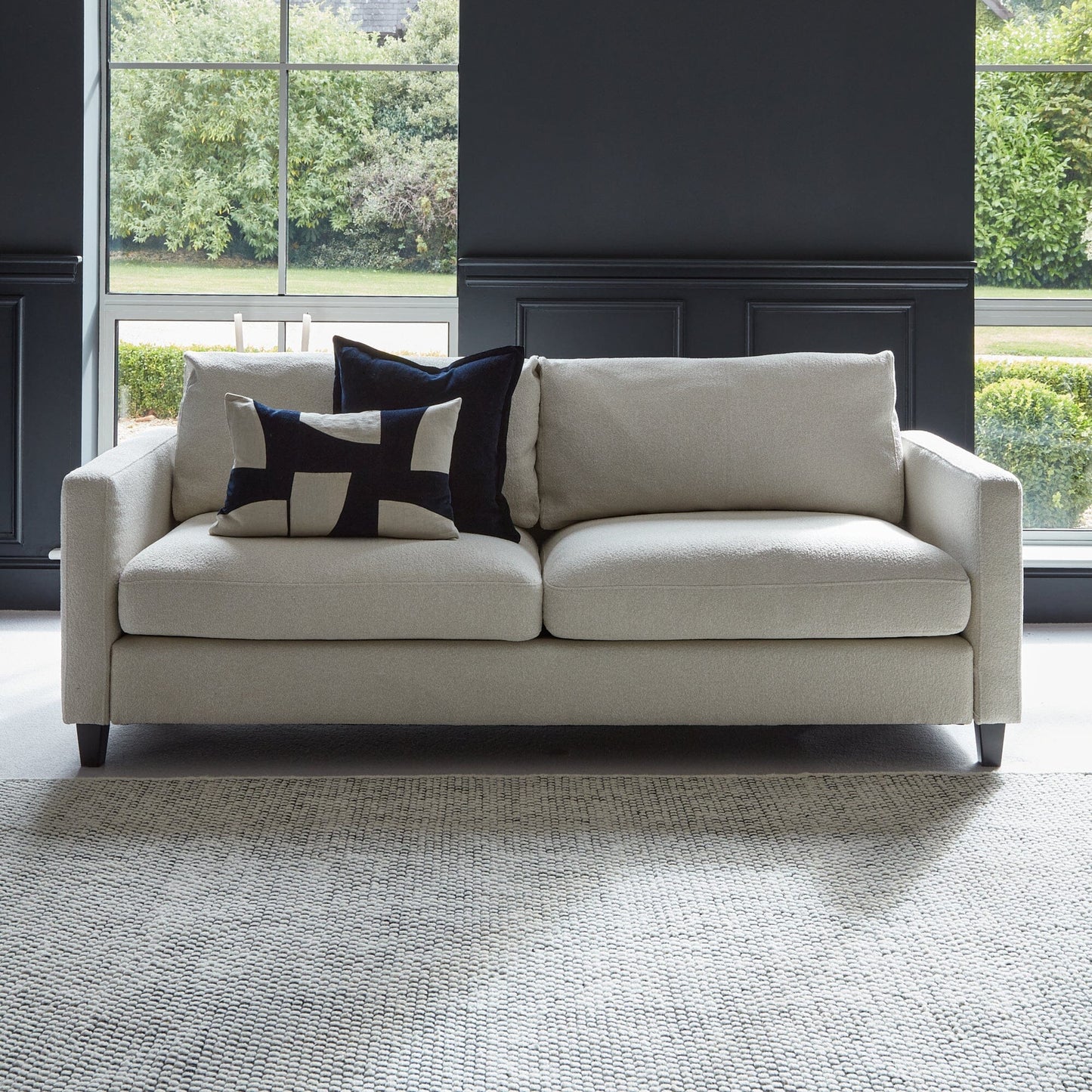 Atcham Black/Natural Pebble Wool with Cotton Rug - 120 x 170cm