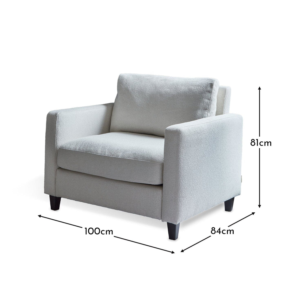 Ava Beige Boucle Armchair with Black Oak Legs - Laura James