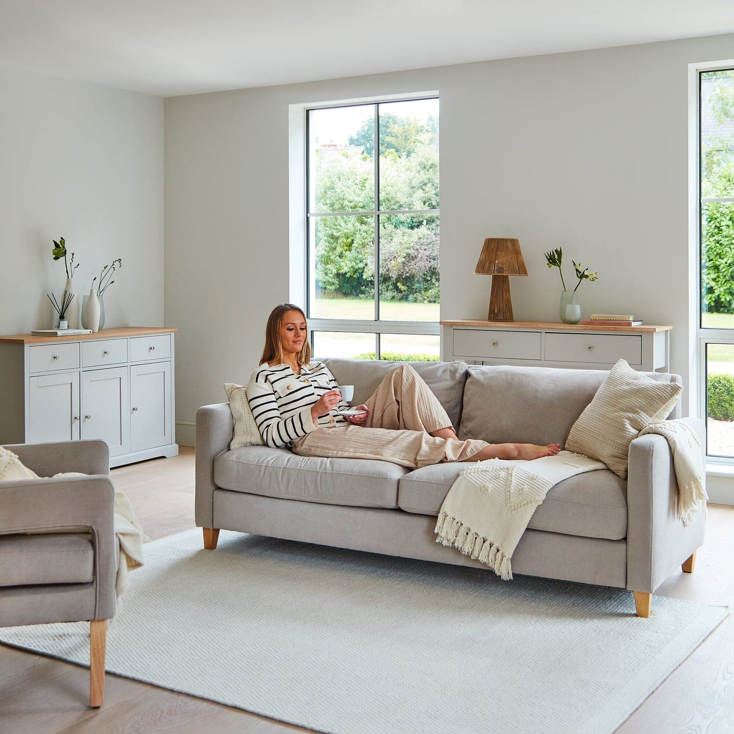 Atcham Clay/Natural Pebble Wool with Cotton Rug - 120 x 170cm
