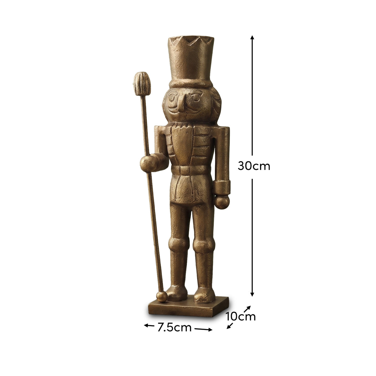 Aarhus 30cm Metal Nutcracker Ornament - Heritage Gold