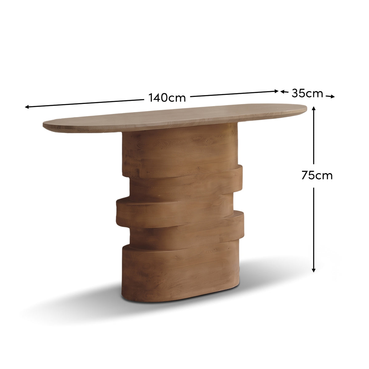 Adam 140cm Almond Brown & Lady Grey Marble Oval Console Table - Laura James