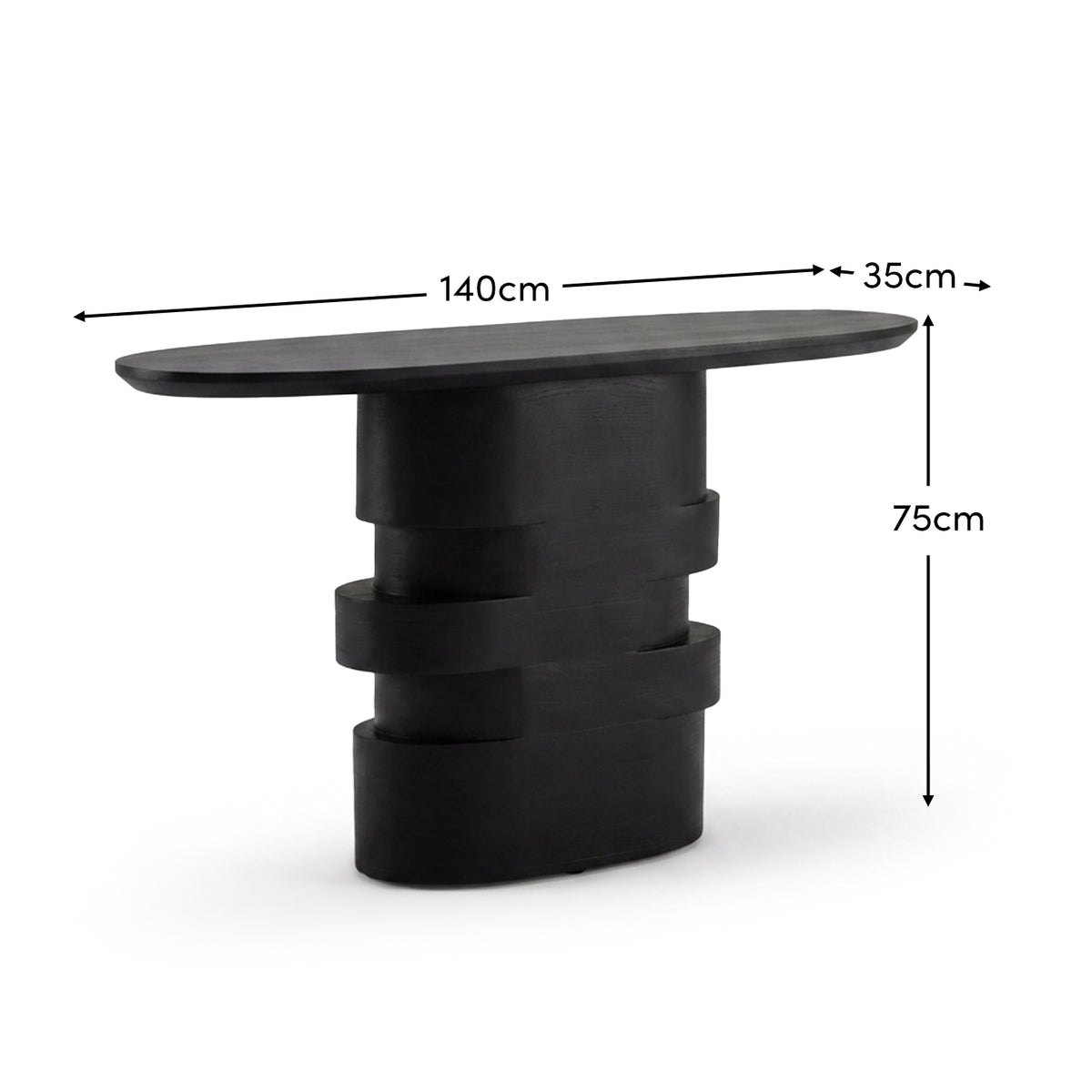 Adam 140cm Jet Black Oval Console Table - Laura James
