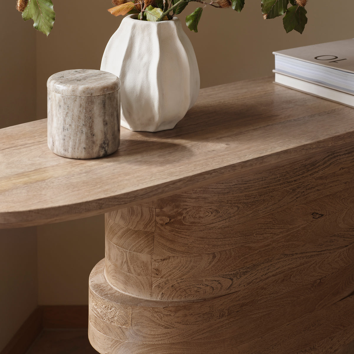 Adam 140cm Almond Brown Oval Console Table