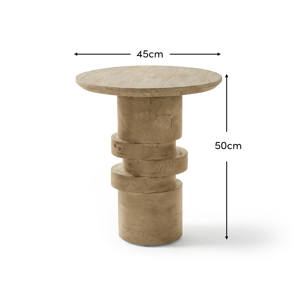 Adam 45cm Almond Brown Round Side Table - Laura James