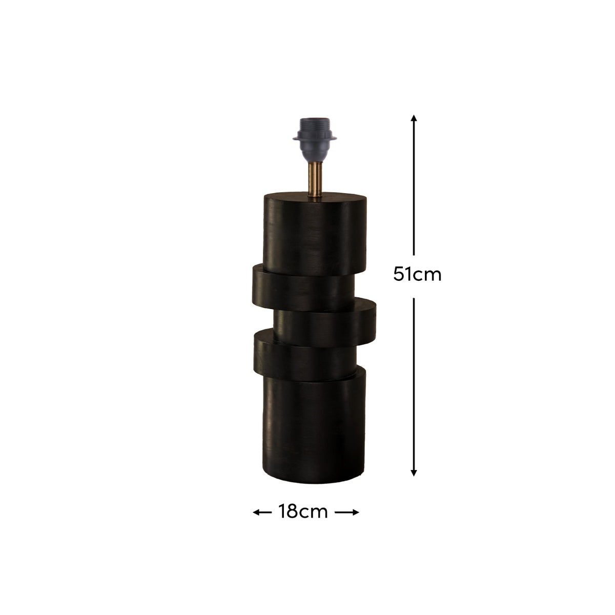 Adam 45cm Table Lamp Base - Jet Black Mango Wood - Laura James