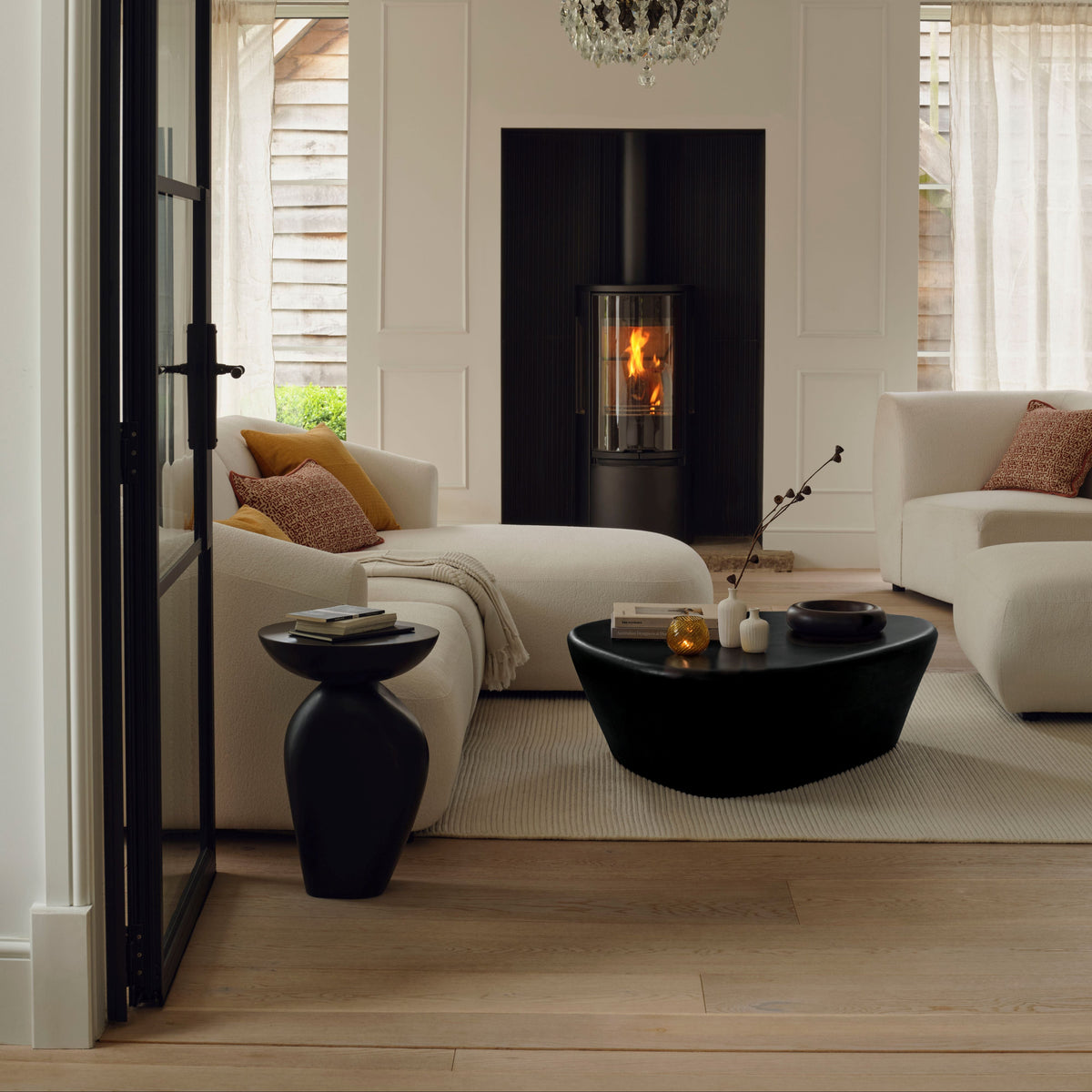 Alder 107cm Jet Black Mango Wood Freeform Coffee Table
