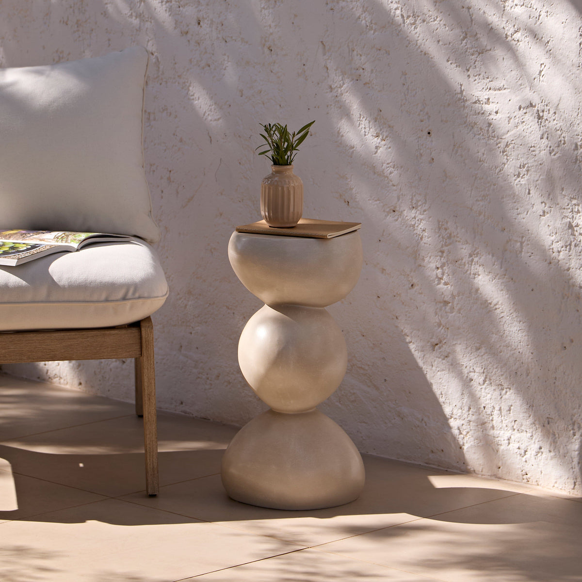Alder Small Concrete Garden Side Table - Sand - Laura James