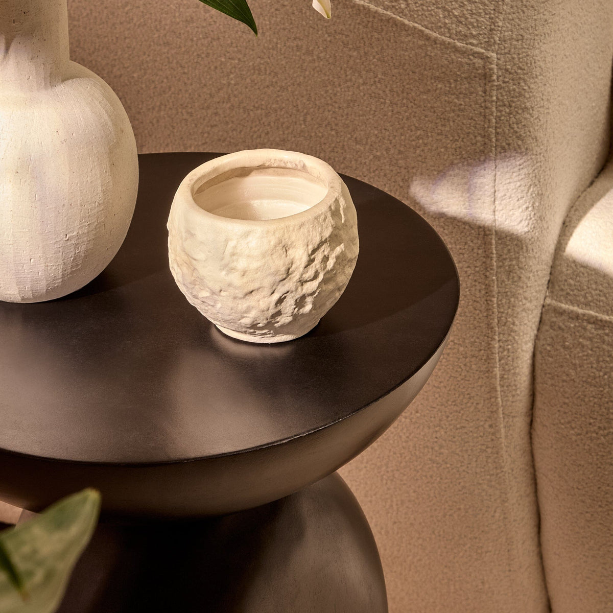 Alder Concrete Round Side Table - Jet Black - Laura James