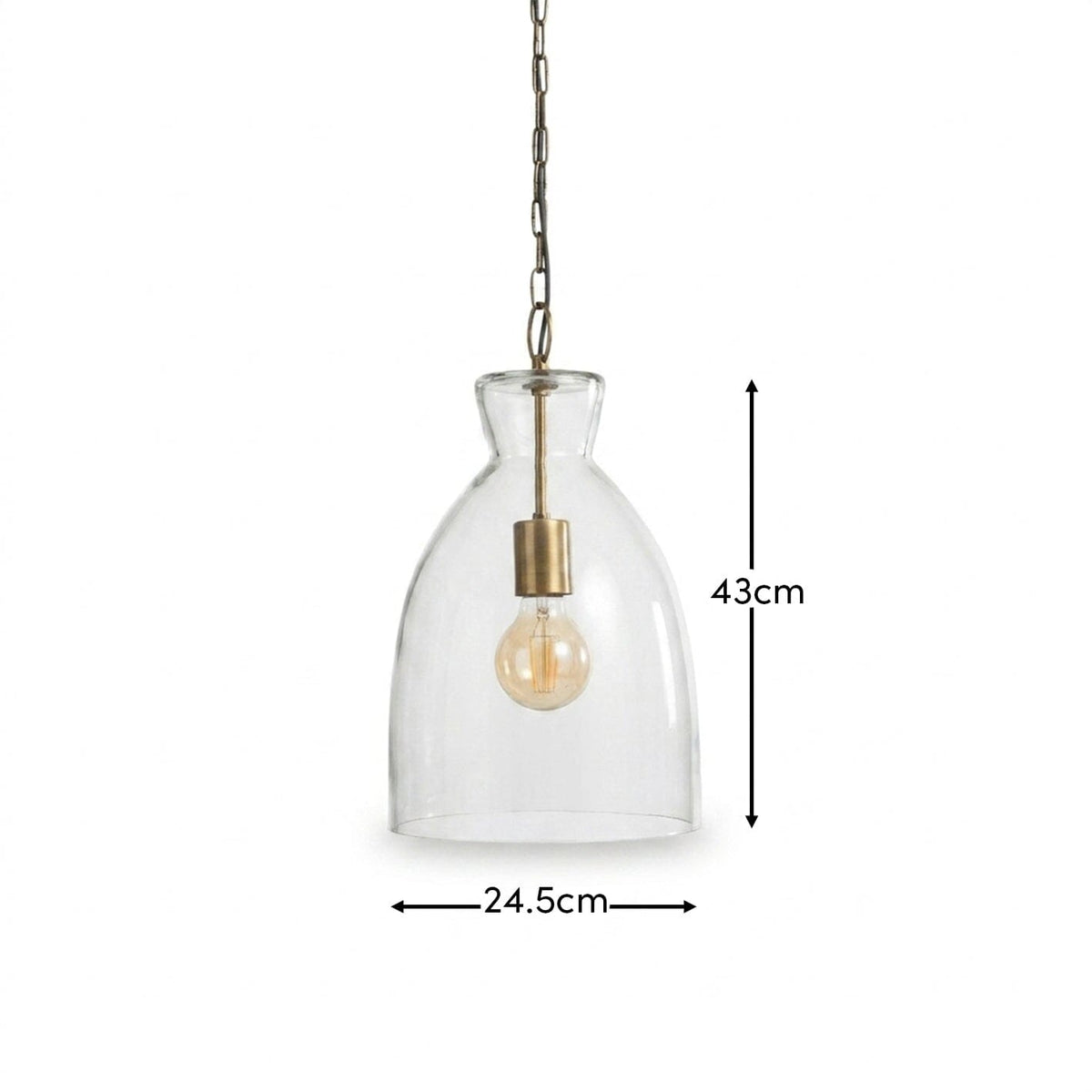 Aldsworth 37cm Glass Pendant Light - Gold with Clear Glass - Laura James