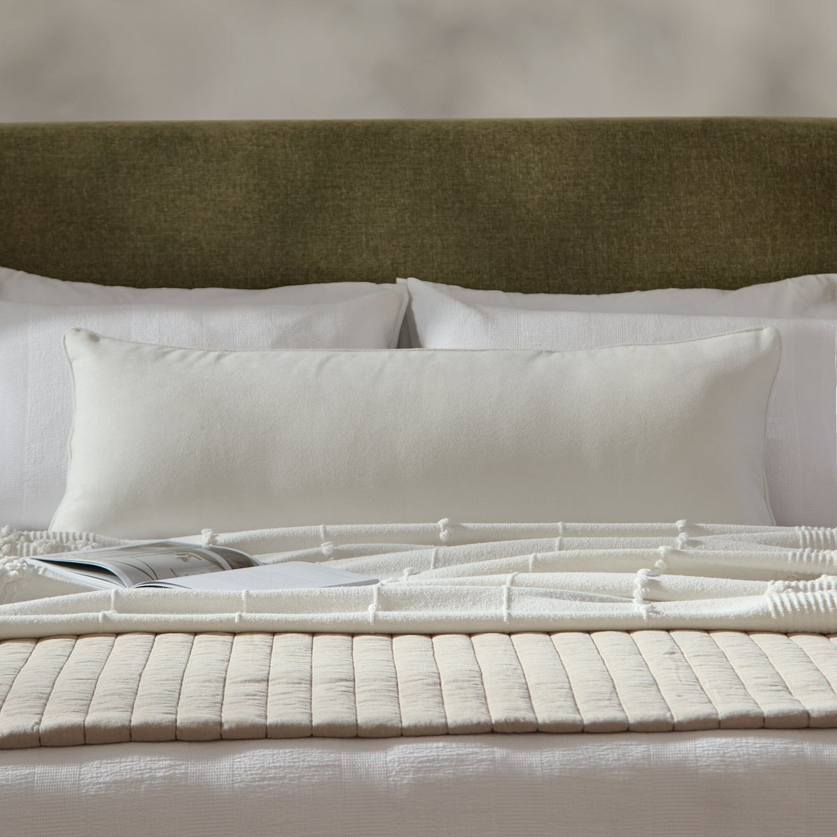 Alford 40x110cm Piped Edge Scatter Cushion Cover - Ivory - Laura James