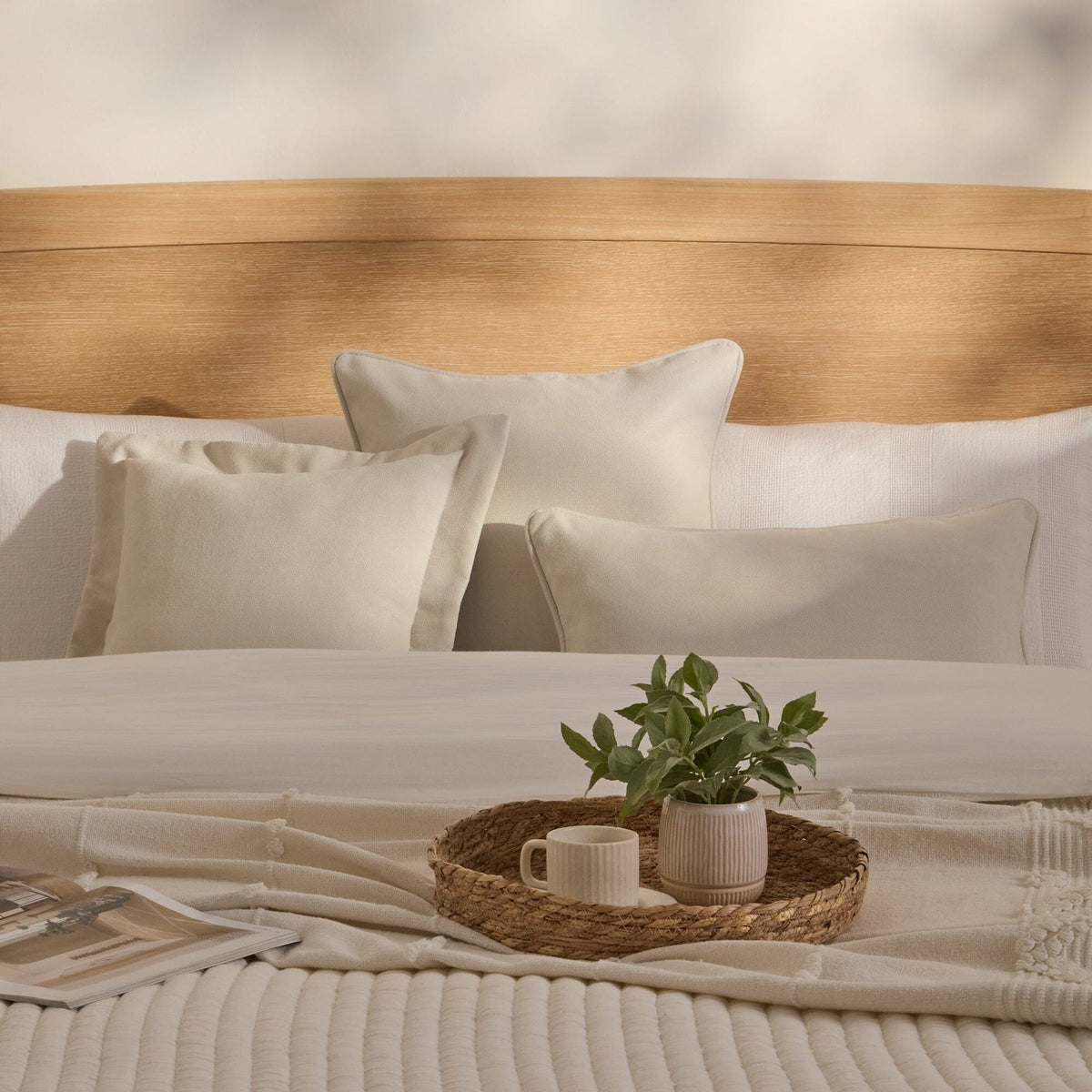 Alford 45x45cm Piped Edge Scatter Cushion Cover - Ivory - Laura James