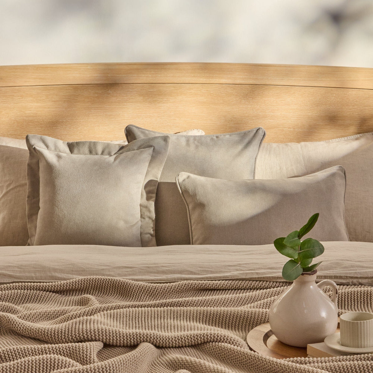 Alford 45x45cm Piped Edge Scatter Cushion Cover - Soft Beige - Laura James