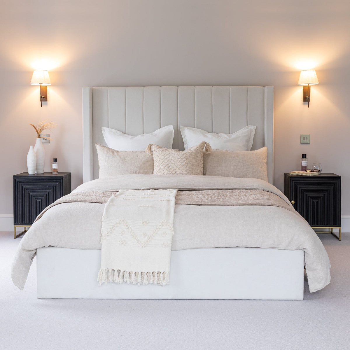 Elborough 50x50cm Diamond Cotton Tasseled Cushion Cover - Off White