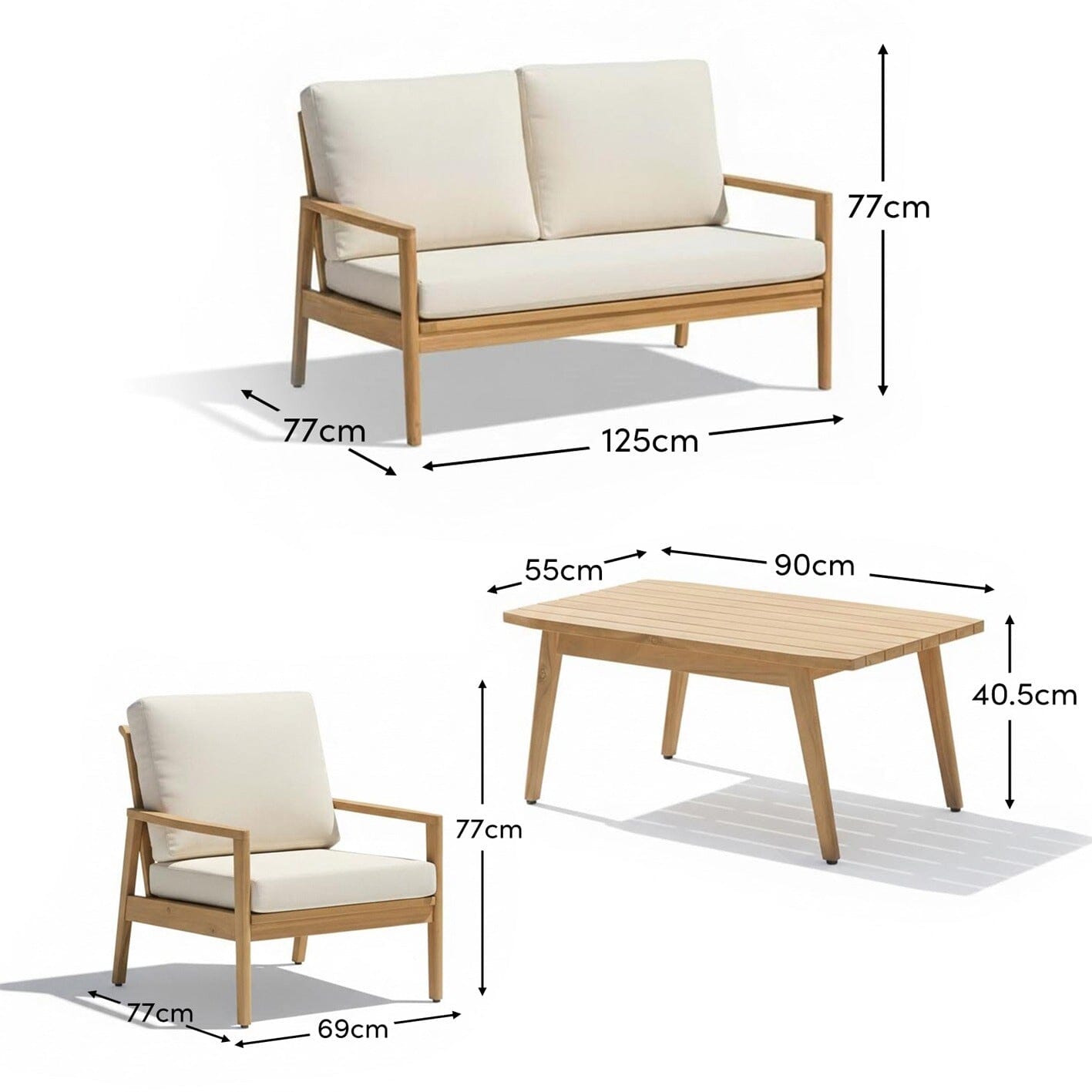 Alora Wooden Garden Cushion Covers - Cream - Laura James