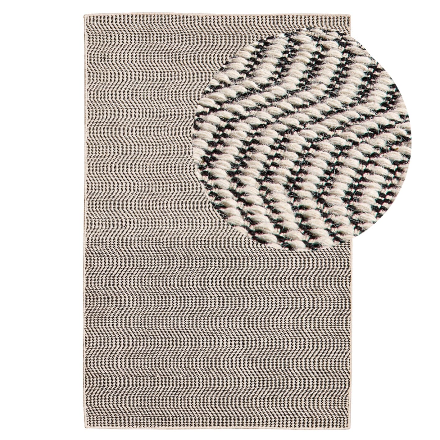 Alverton Clay & Black Geometric Wool with Cotton Rug - 160 x 230cm - Laura James