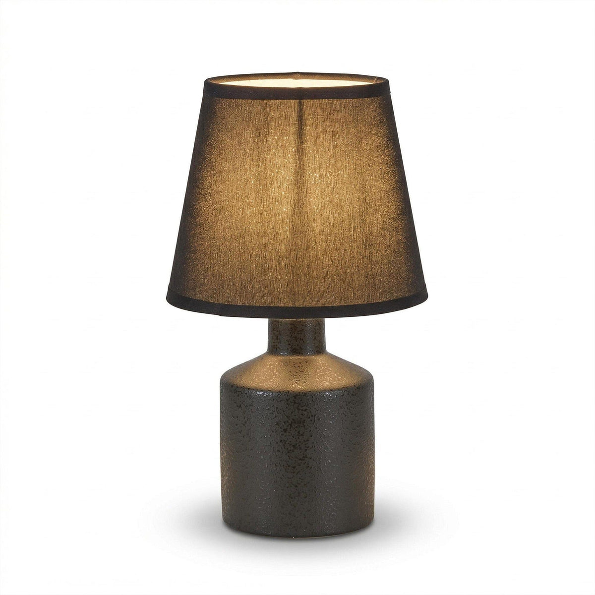 Amberley 28cm Ceramic Table Lamp - Black with Grey Polyester Shade - Laura James
