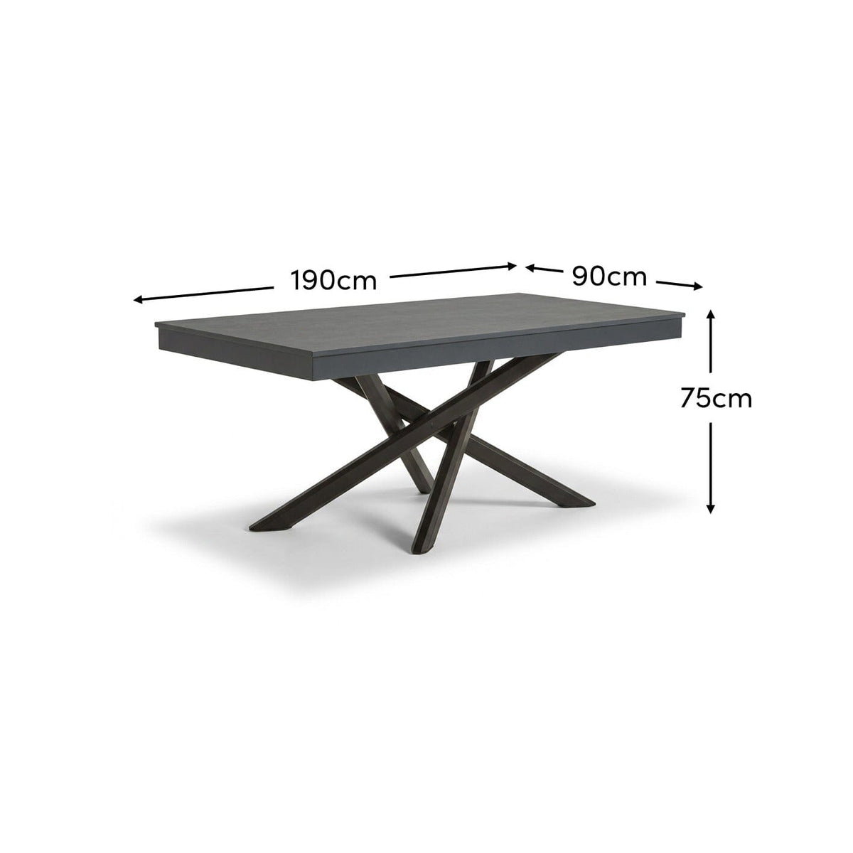 Amelia 6 Seater Concrete Garden Dining Table - Metal Legs - Dove Grey - Laura James