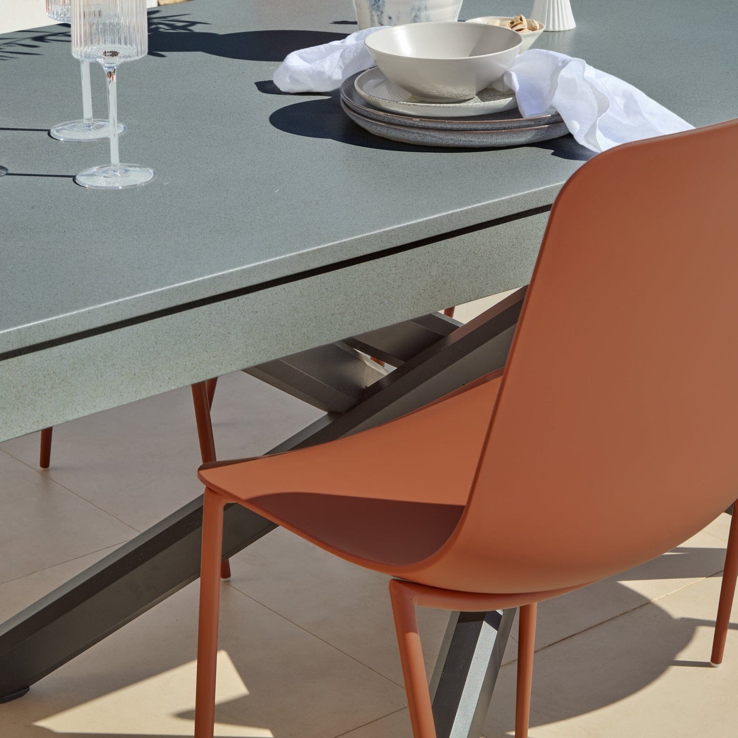 Amelia 6 Seater Concrete Garden Dining Table Dove Grey - Laura James