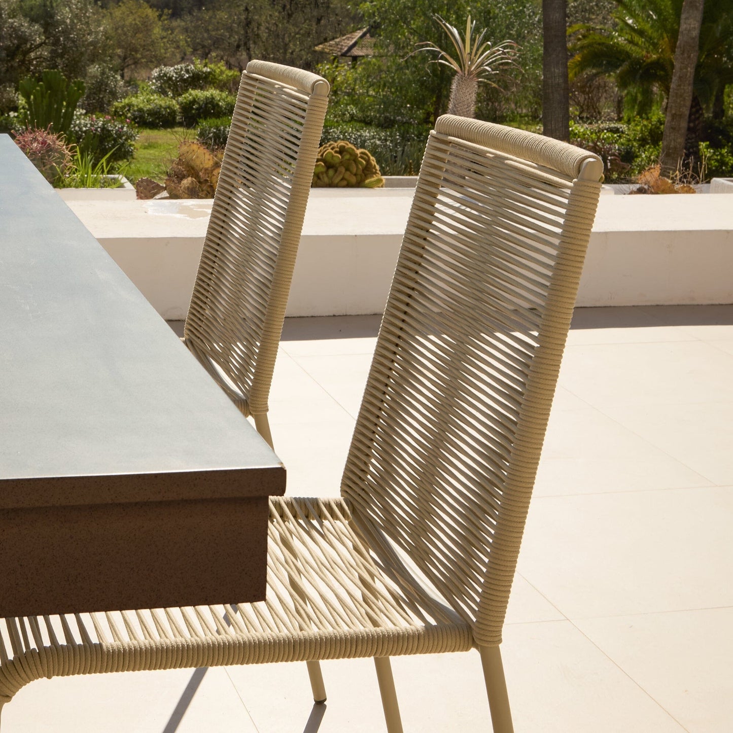 Amelia 6 Seater Dove Grey Concrete Garden Dining Set with Ryder Clay Chairs - Laura James