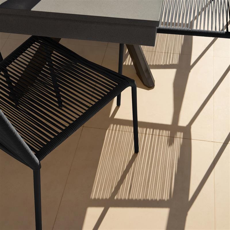 Amelia 6 Seater Dove Grey Concrete Garden Dining Set with Ryder Black Chairs - Laura James