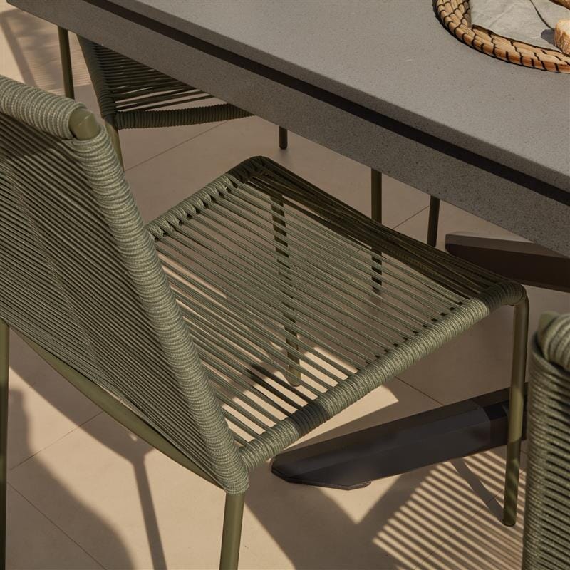 Amelia 6 Seater Dove Grey Concrete Garden Dining Set with Ryder Khaki Chairs - Laura James