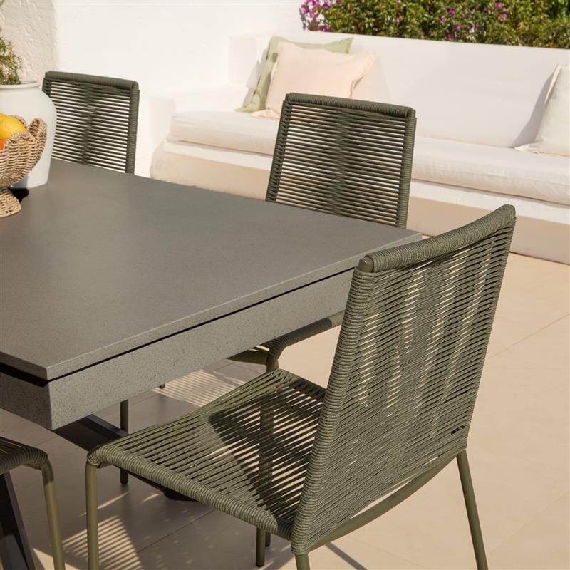 Amelia 6 Seater Dove Grey Concrete Garden Dining Set with Ryder Khaki Chairs - Laura James