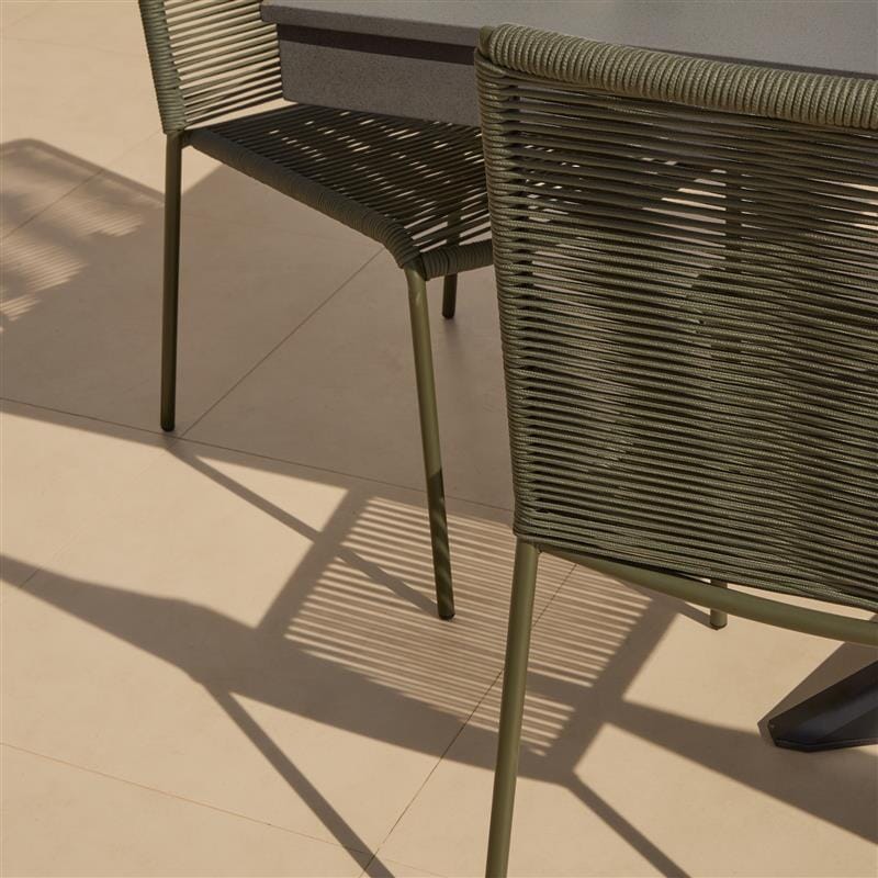 Amelia 6 Seater Dove Grey Concrete Garden Dining Set with Ryder Khaki Chairs - Laura James