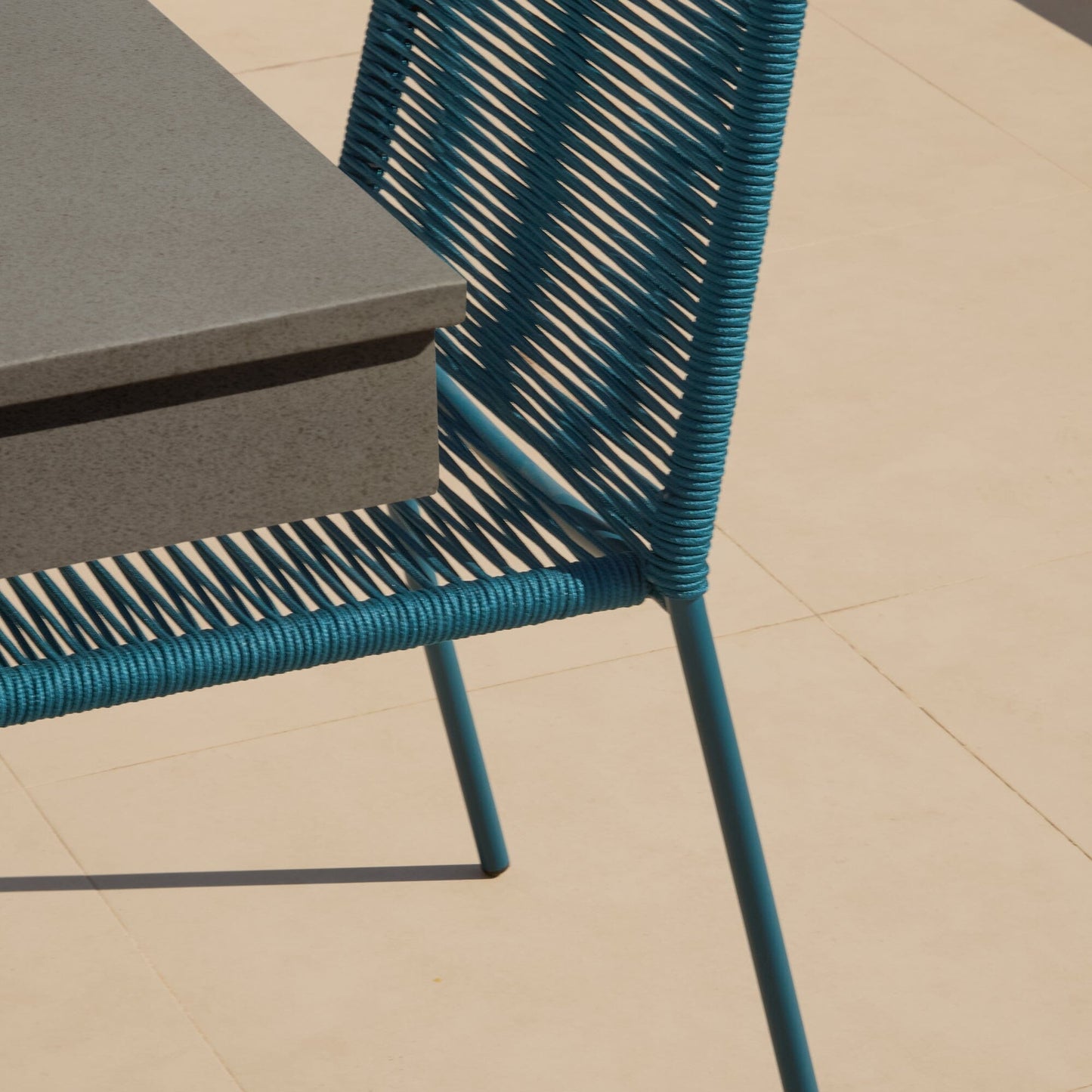 Amelia 6 Seater Dove Grey Concrete Garden Dining Set with Ryder Teal Chairs - Laura James