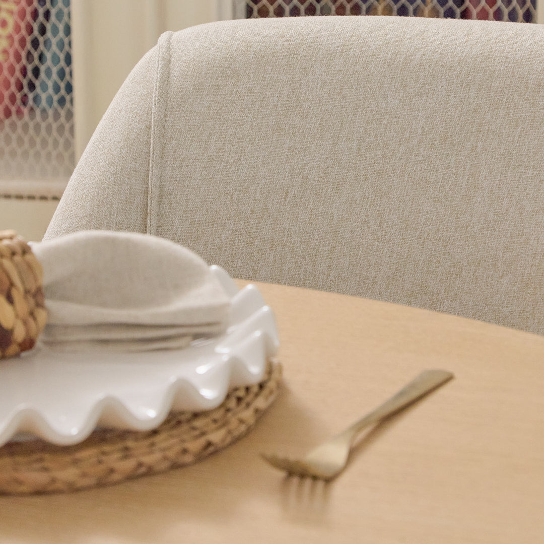 Amelia Whitewash Oval Extending Dining Table Set - 6 Seater - Freya Sand Dining Chair - Whitewash Oak Legs - Laura James