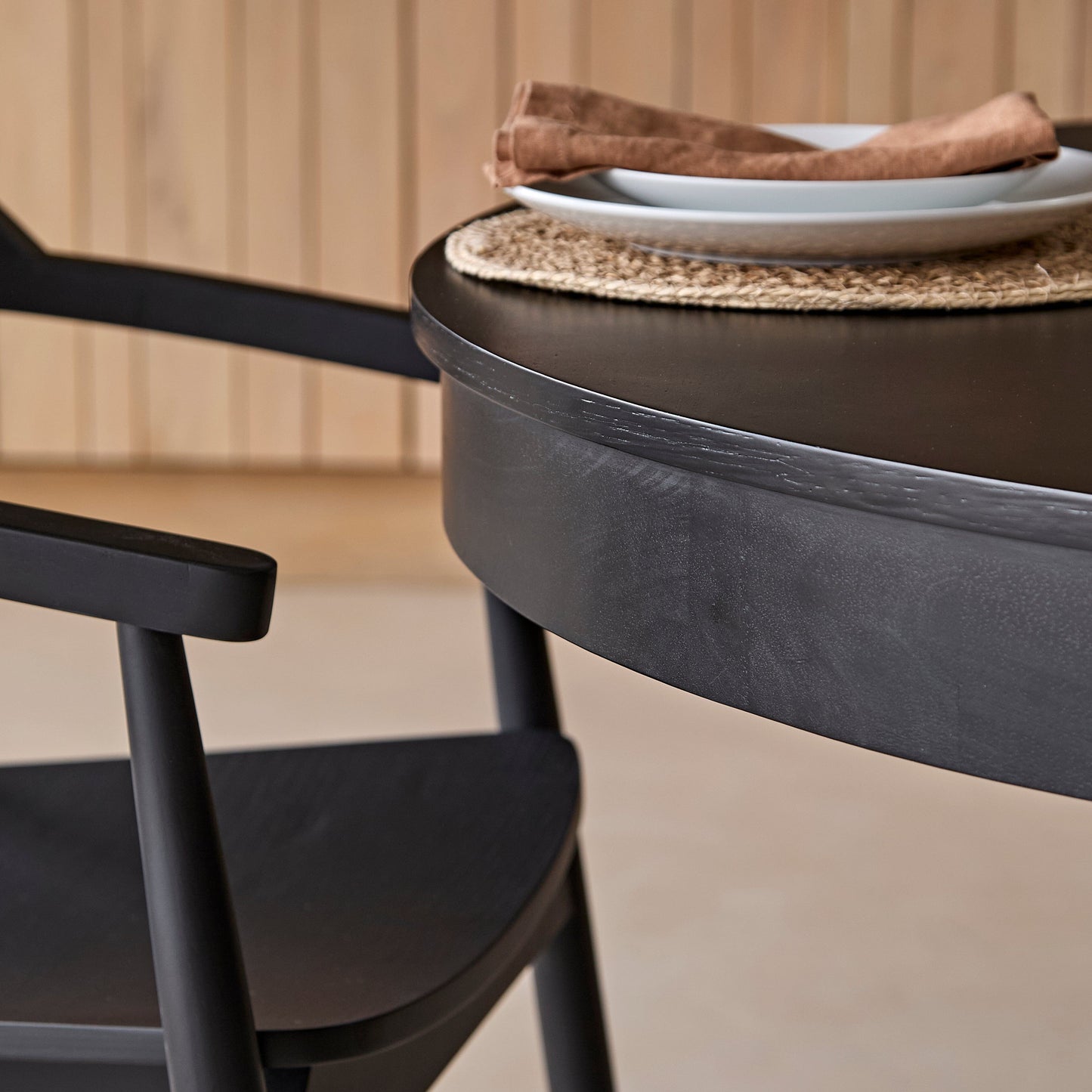 Amelia Black Oak Oval Extending Dining Table Set - 6 Seater - Carter Black Oak Dining Armchairs - Laura James