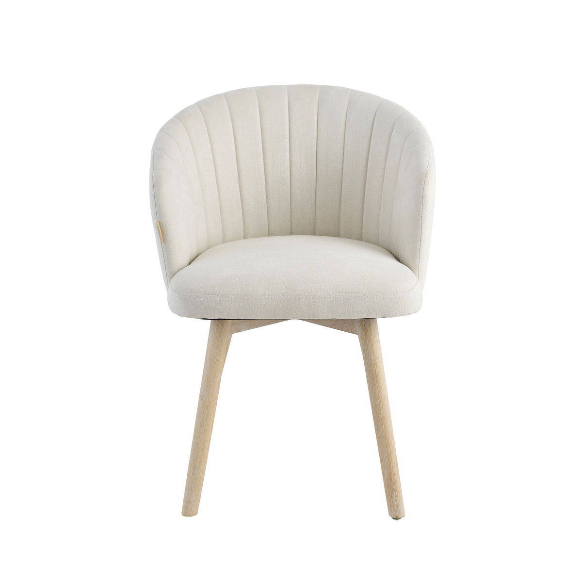 Arabella Natural Beige Dining Chair - Set of 2 - Whitewash Oak Legs - Laura James