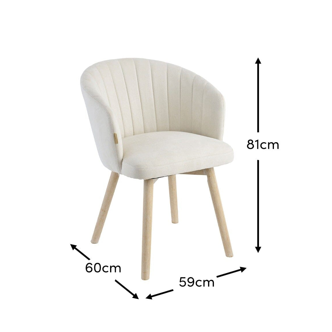 Arabella Natural Beige Dining Chair - Set of 2 - Whitewash Oak Legs - Laura James