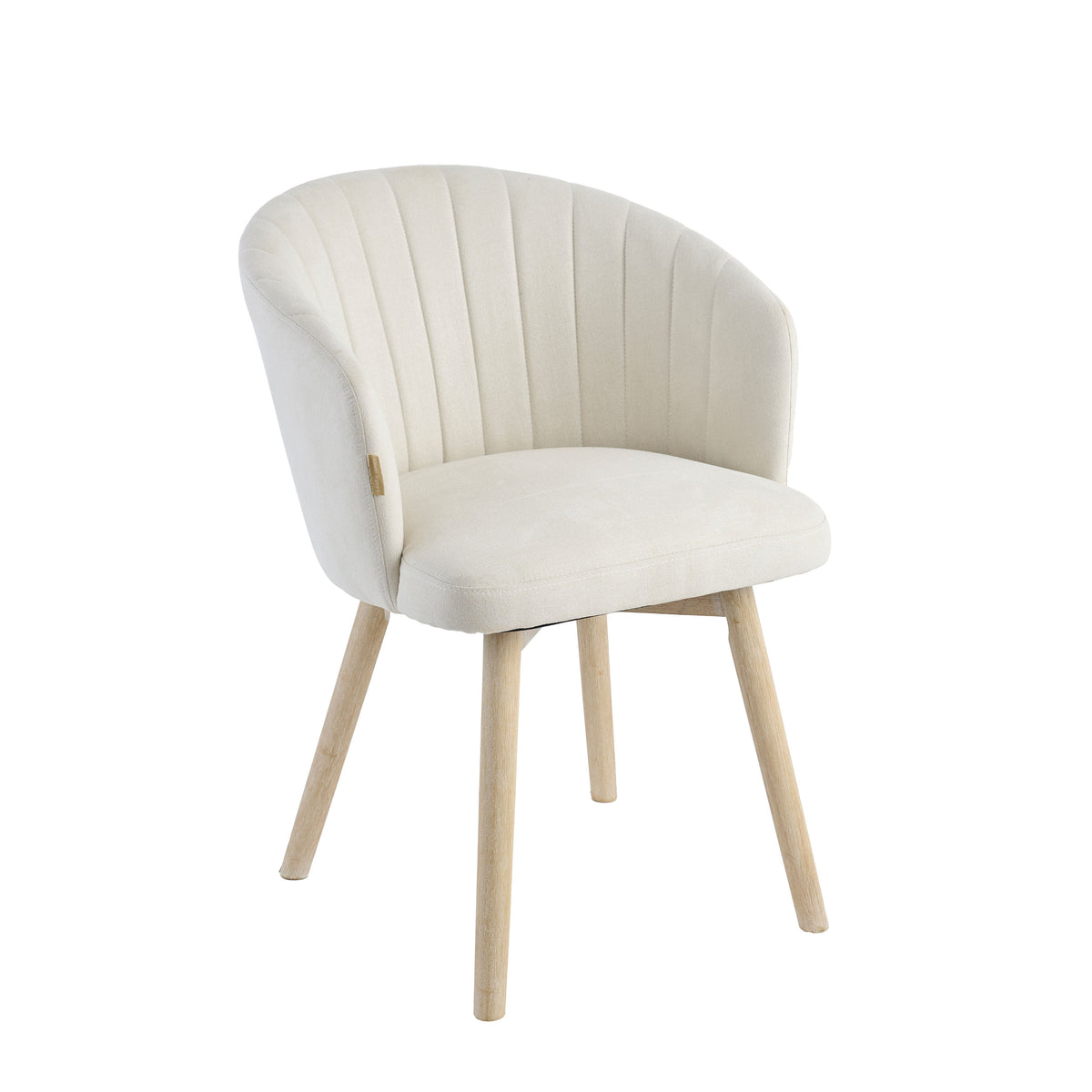 Arabella Natural Beige Dining Chair - Set of 2 - Whitewash Oak Legs - Laura James