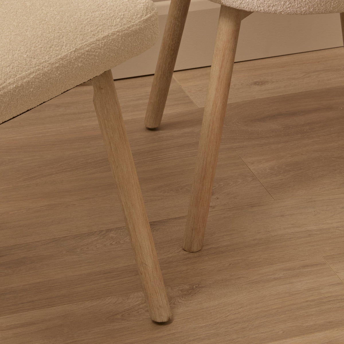 Arabella Light Beige Boucle Dining Chair - Set of 2 - Whitewash Oak Legs - Laura James