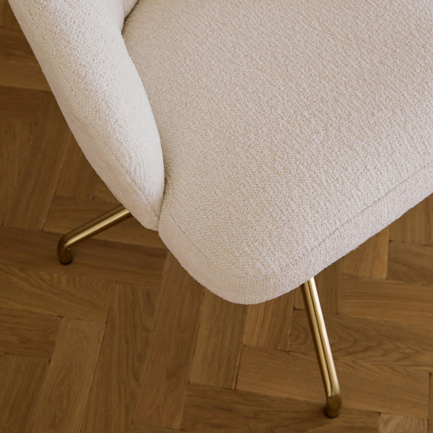 Arabella Boucle Office Chair - Gold Legs - Laura James