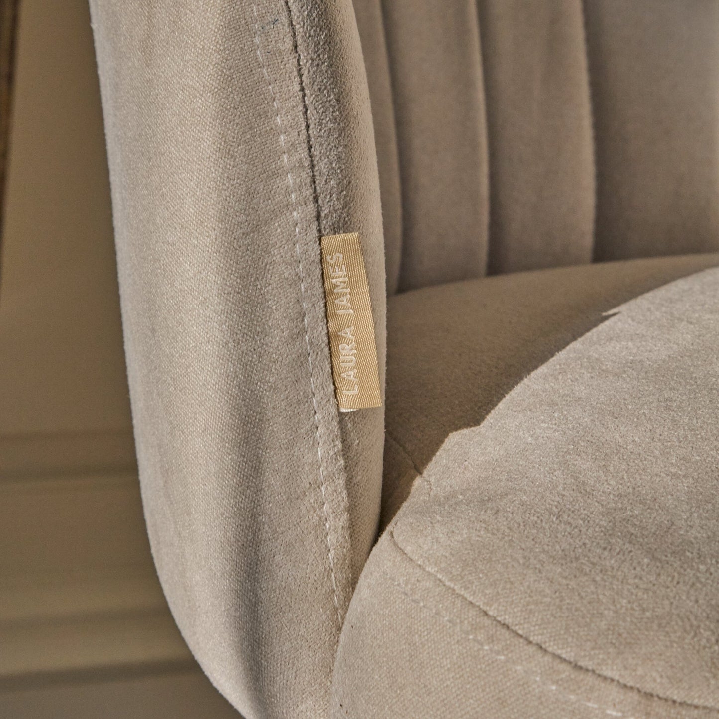 Arabella Office Swivel Chair - Natural Beige with Black Legs - Laura James