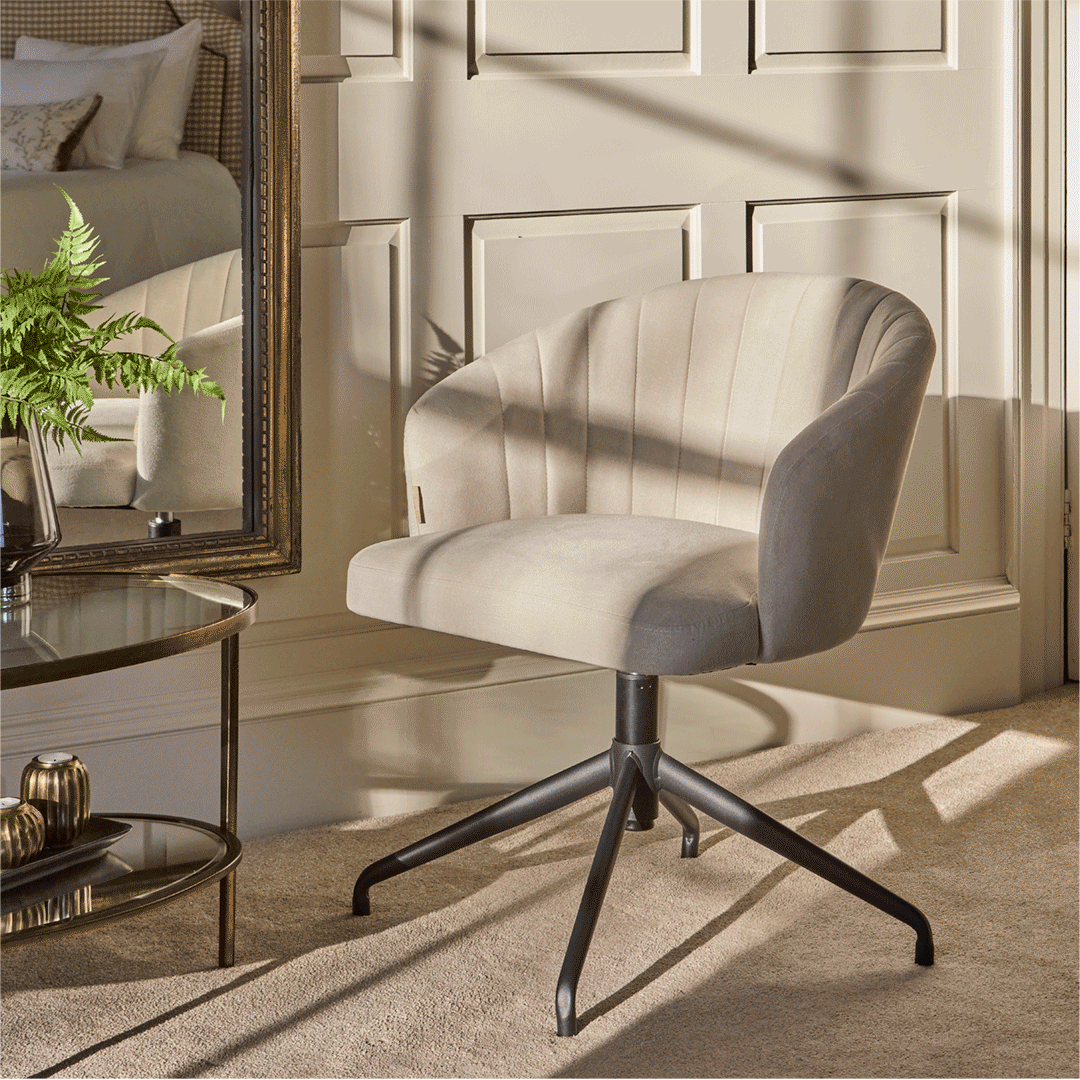 Arabella Office Swivel Chair - Natural Beige with Black Legs - Laura James